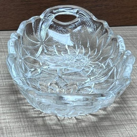 Vtg Retro Sunflower Floral Clear Glass Candy Dish Relish Condiment Jewelry Keys - Picture 5 of 8